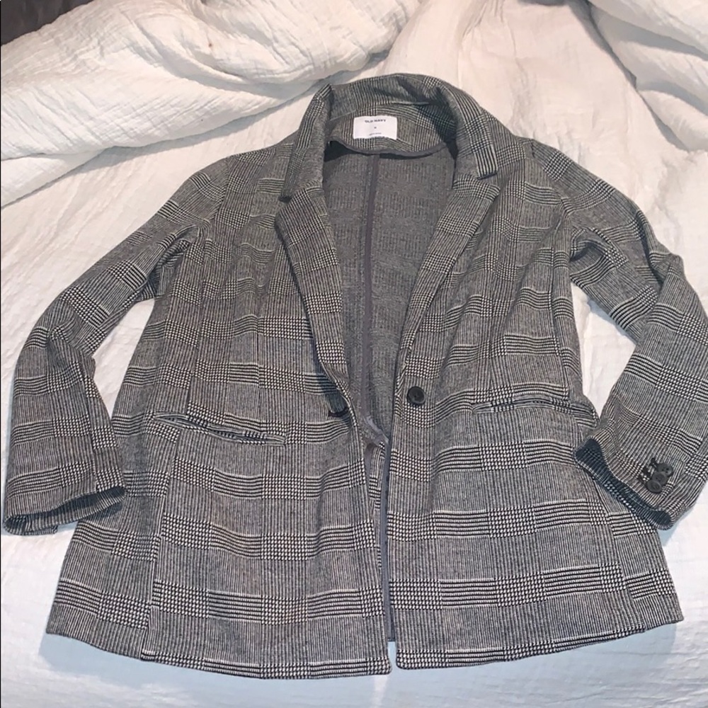Plaid houndstooth blazer
